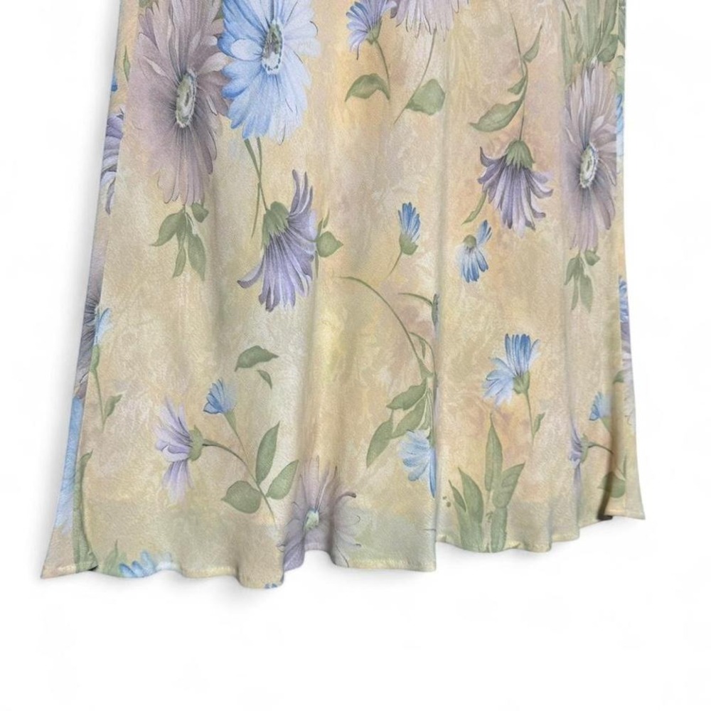 Vintage Floral Shift Dress Women's Size 16 Liz Claiborne Yellow Dainty Cottage - Picture 4 of 8